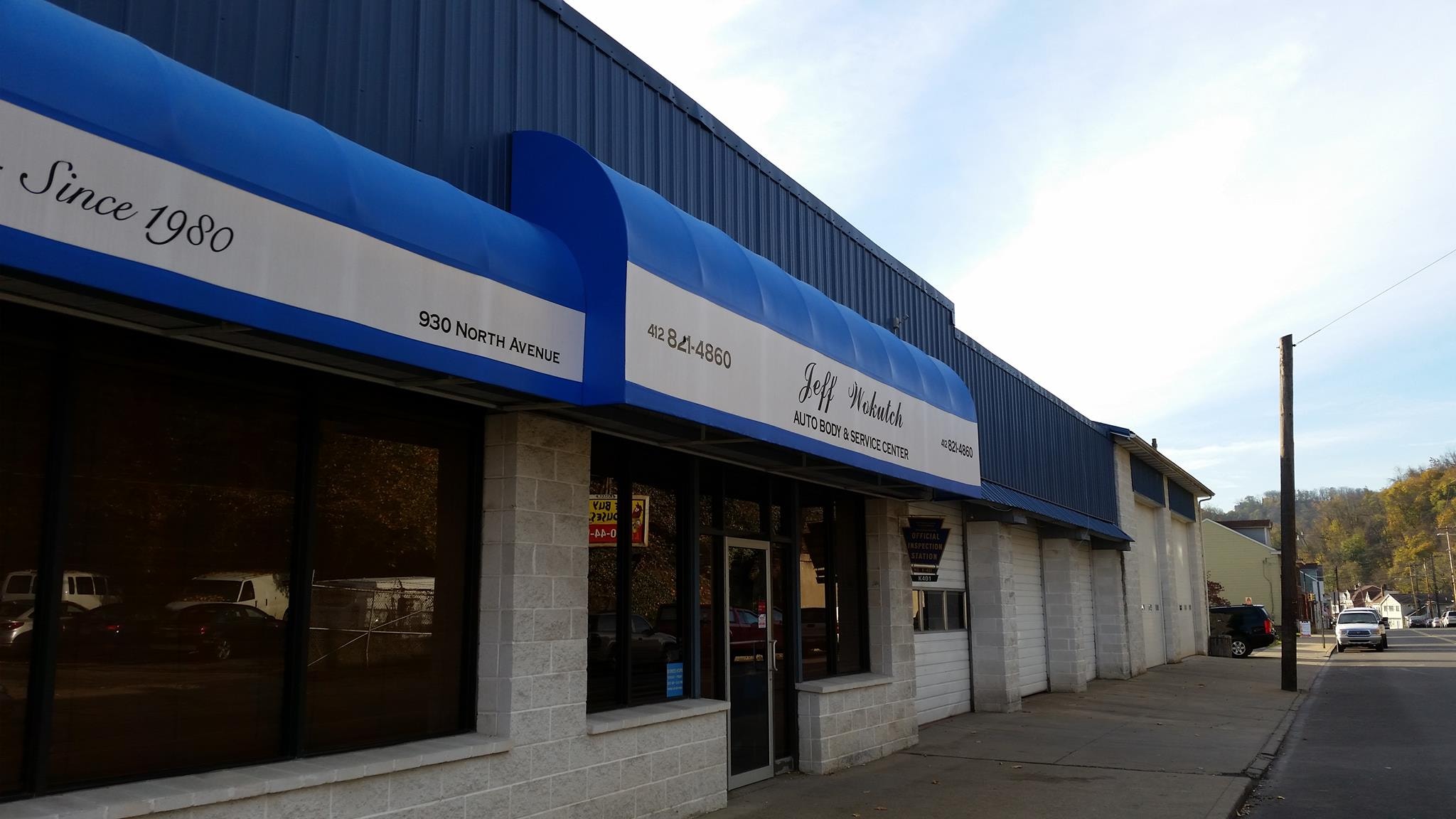 Jeff Wokutch Auto Body storefront on North Avenue